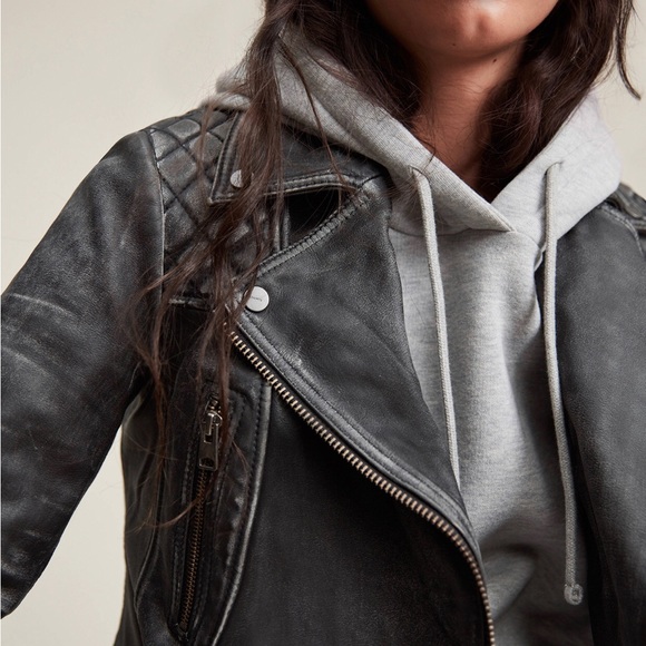 ALLSAINTS- quilted Cargo Leather Biker Jacket - Picture 3 of 11